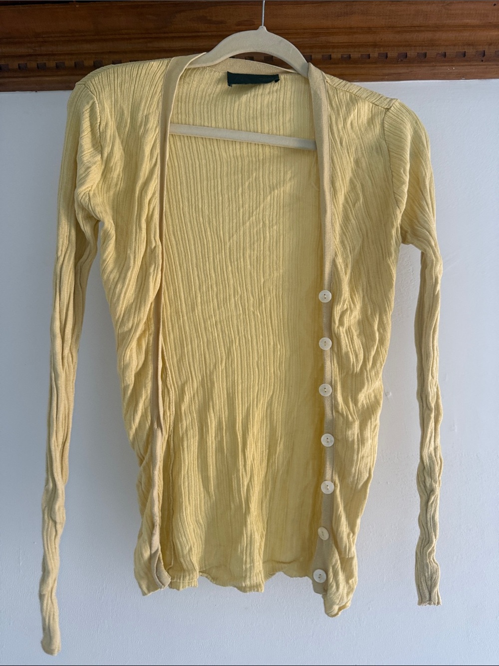Zara Pale Yellow Lightweight Button-Front Cardigan